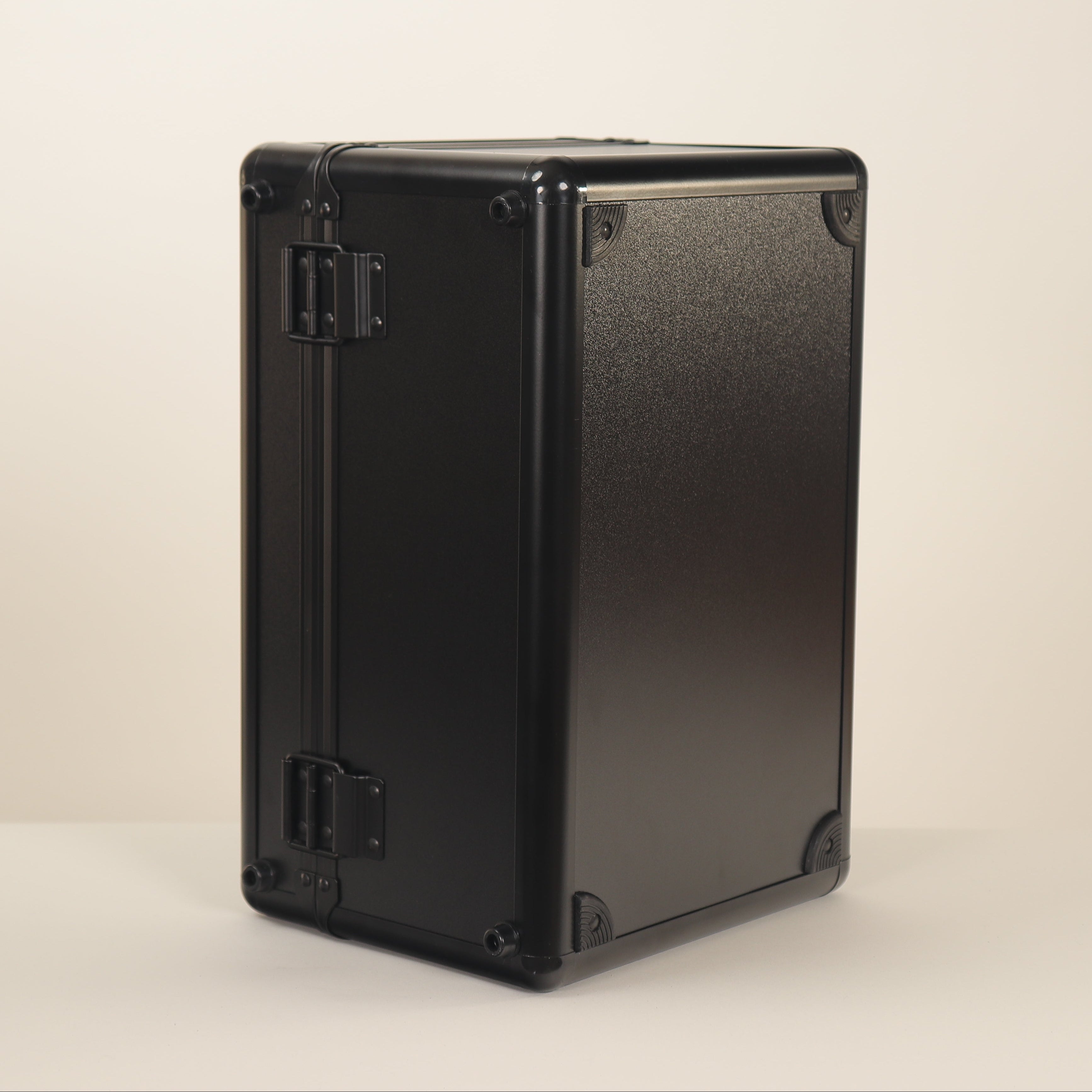 Black rectangular box on a beige background